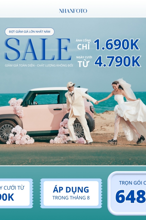 (Tháng 8) Giảm giá lớn nhất năm - Trọn gói cưới chỉ từ 6500k